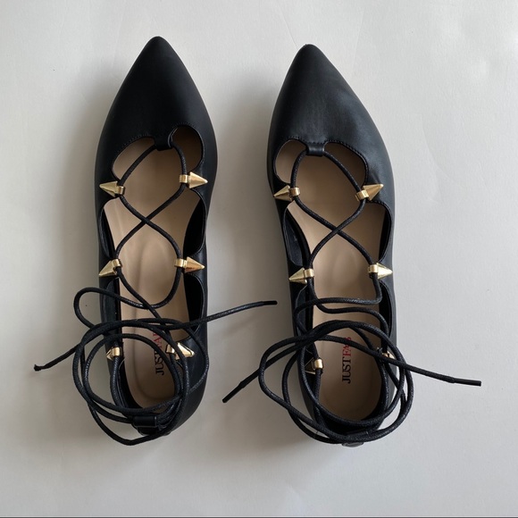 JustFab ‘Stefynie’ Lace Up Flats - Picture 2 of 5